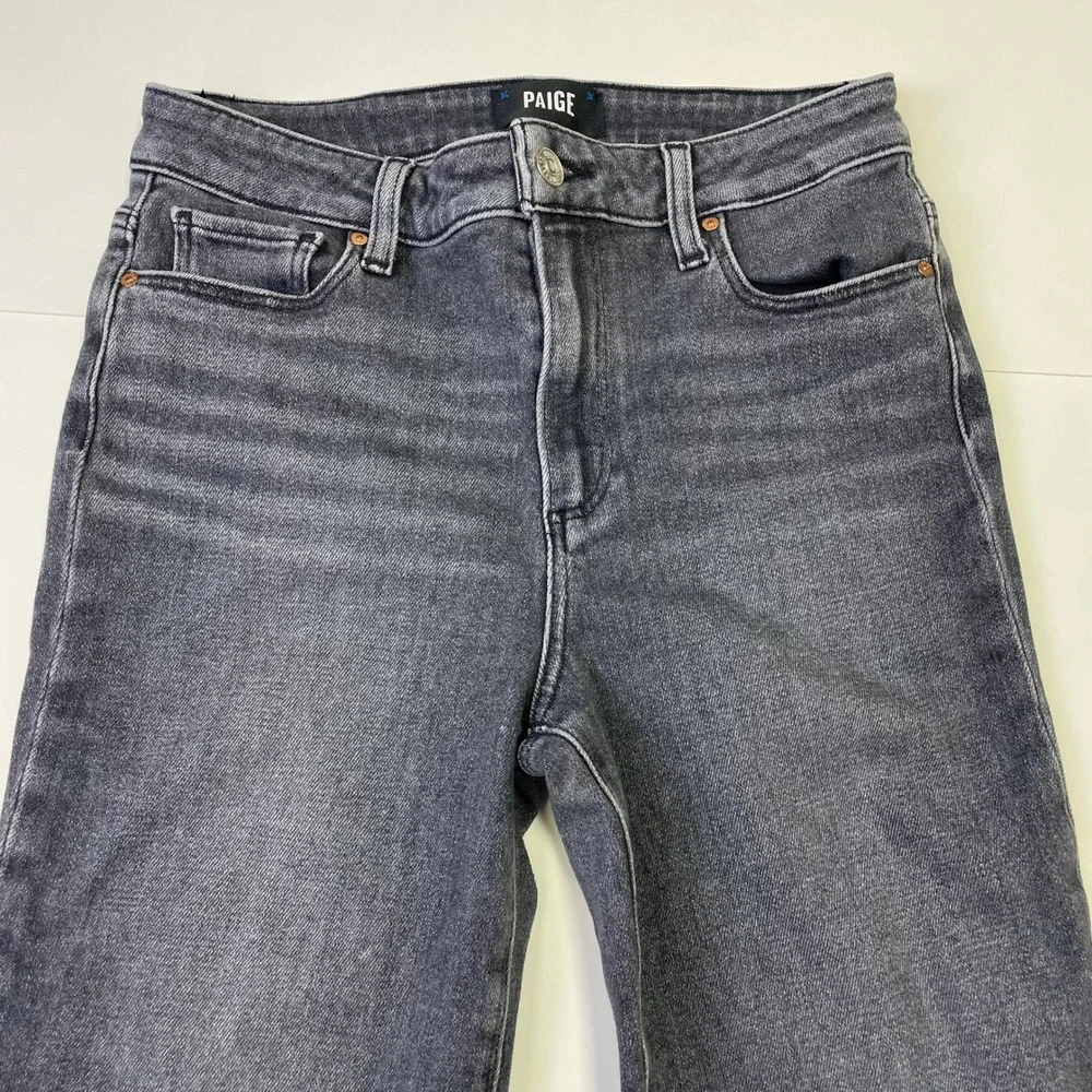 Paige Cindy High Rise Straight Leg Jeans 28 Ash Black Raw Hem Casual Grunge